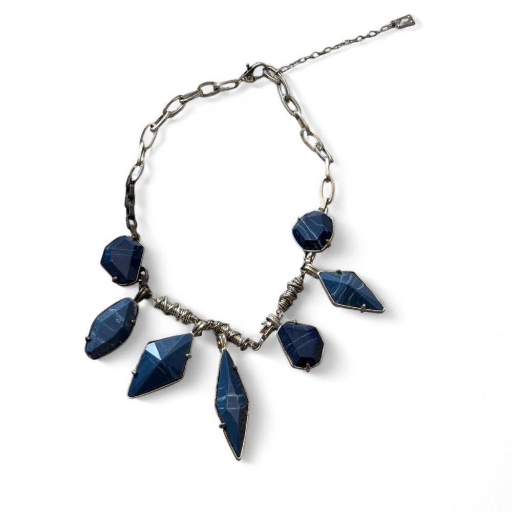 Kenneth Cole New York Blue‎ & Silver Chunky Statement Necklace